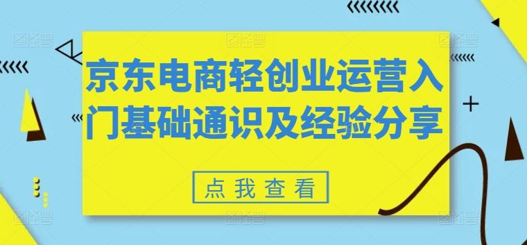 京东电商轻创业运营入门基础通识及经验分享-必智轻创社