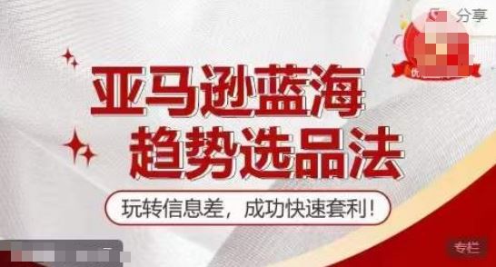 【训练营】亚马逊蓝海趋势选品法，玩转信息差，成功快速套利-必智轻创社