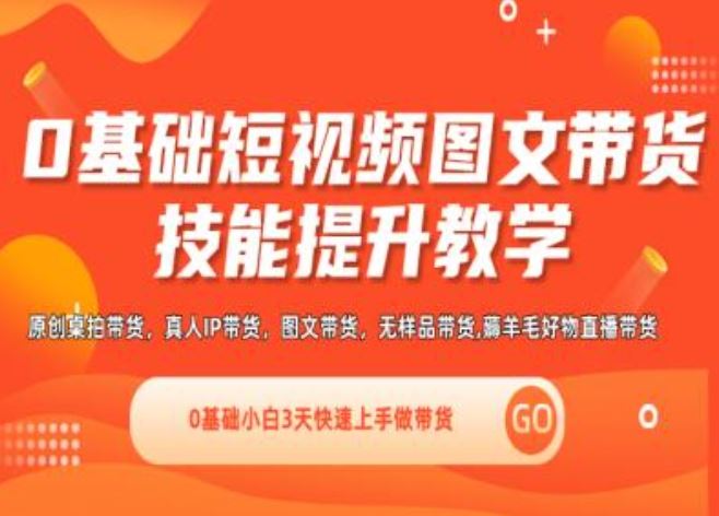 0基础短视频图文带货实操技能提升教学(直播课+视频课),0基础小白3天快速上手做带货-必智轻创社