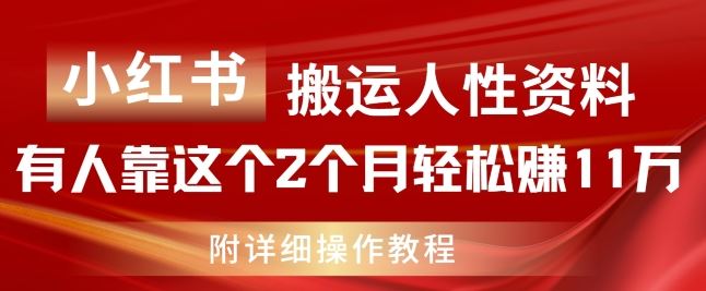 小红书搬运人性资料，有人靠这个2个月轻松赚11w，附教程【揭秘】-必智轻创社