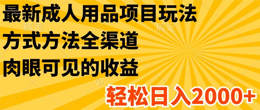 最新成人用品项目玩法，方式方法全渠道，肉眼可见的收益，轻松日入2000+-必智轻创社