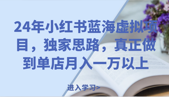 24年小红书蓝海虚拟项目，独家思路，真正做到单店月入一万以上。-必智轻创社