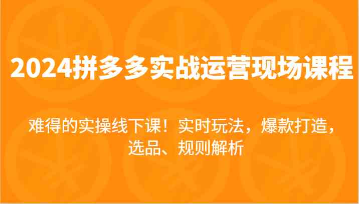 2024拼多多实战运营现场课，实时玩法，爆款打造，选品、规则解析，难得的实操线下课！-必智轻创社