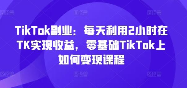 TikTok副业：每天利用2小时在TK实现收益，零基础TikTok上如何变现课程-必智轻创社
