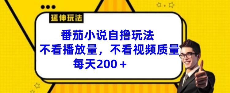 番茄小说自撸玩法，不看播放量，不看视频质量，每天200+【揭秘】-必智轻创社