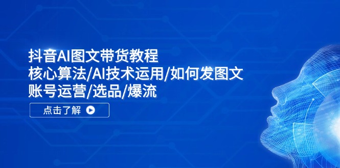 抖音AI图文带货教程：核心算法/AI技术运用/如何发图文/账号运营/选品/爆流-必智轻创社