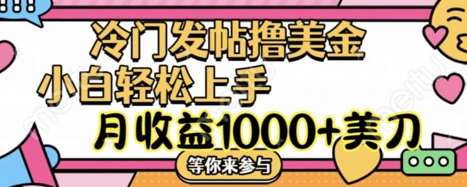 冷门发帖撸美金项目，月收益1000+美金，简单无脑，干就完了【揭秘】-必智轻创社