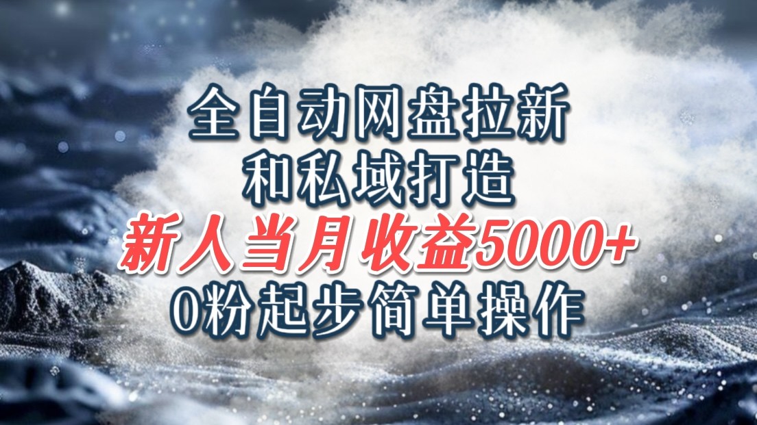 全自动网盘拉新和私域打造，0粉起步简单操作，新人入门当月收益5000以上-必智轻创社