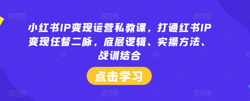 小红书IP变现运营私教课，打通红书IP变现任督二脉，底层逻辑、实操方法、战训结合-必智轻创社