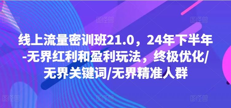 线上流量密训班21.0，24年下半年-无界红利和盈利玩法，终极优化/无界关键词/无界精准人群-必智轻创社