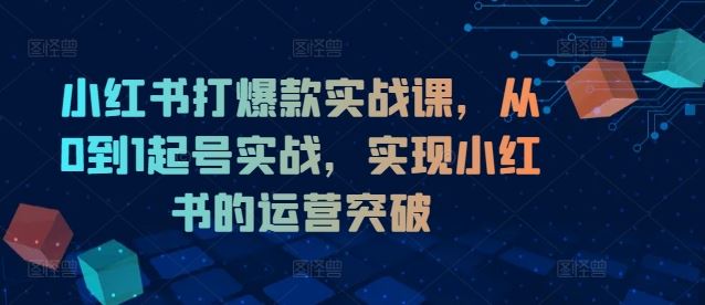 小红书打爆款实战课，从0到1起号实战，实现小红书的运营突破-必智轻创社