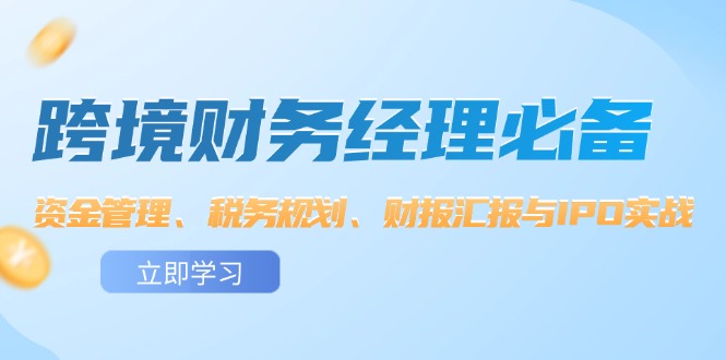 （12323期）跨境 财务经理必备：资金管理、税务规划、财报汇报与IPO实战-必智轻创社