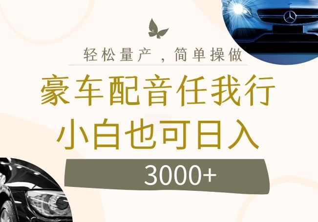 不为人知的暴力小项目，豪车配音，日入几张【揭秘】-必智轻创社