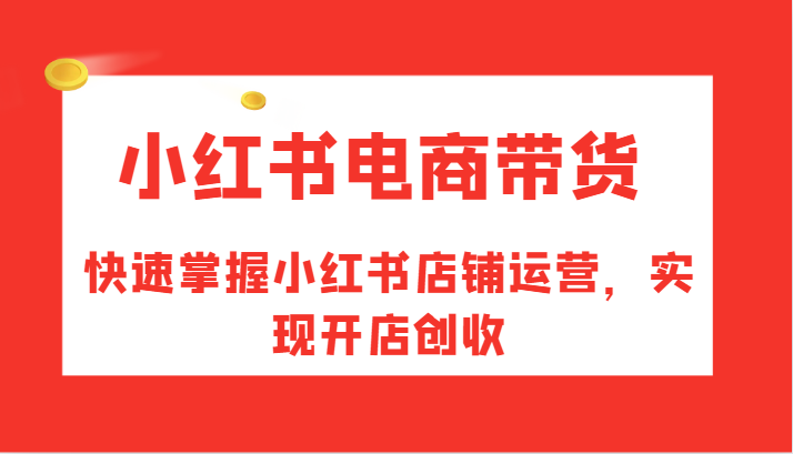 小红书电商带货，快速掌握小红书店铺运营，实现开店创收-必智轻创社
