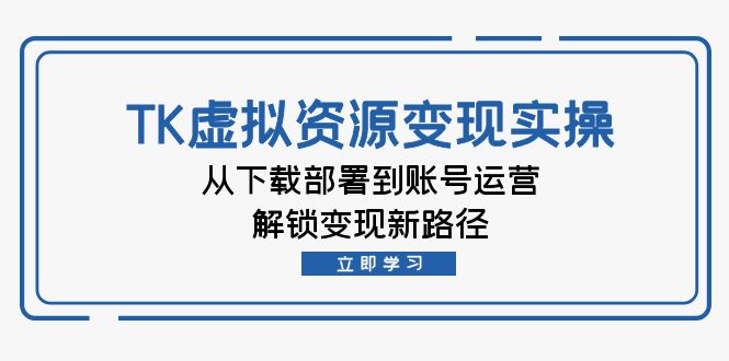 TK虚拟资源变现实操：从下载部署到账号运营，解锁变现新路径-必智轻创社