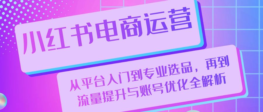 小红书电商运营：从平台入门到专业选品，再到流量提升与账号优化全解析-必智轻创社