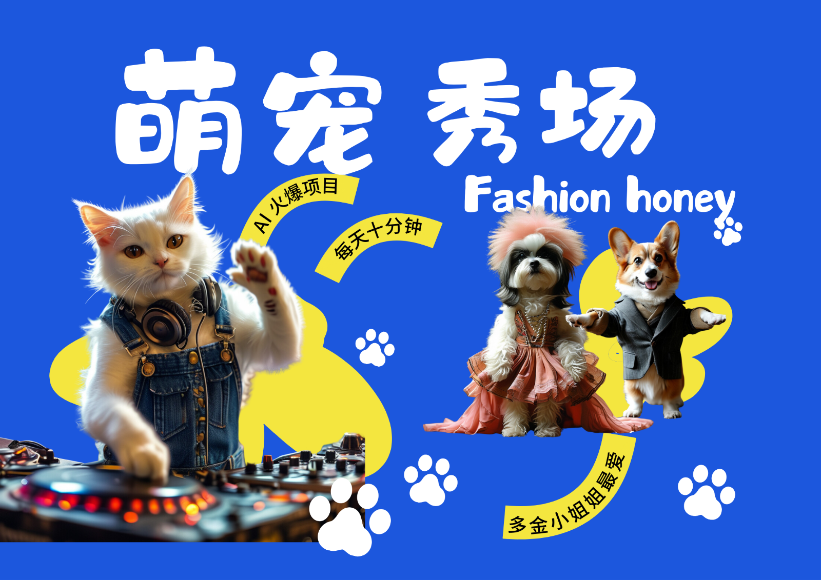 酷飒动物跳舞走秀  时尚喵FASHION汪 多金小姐姐最爱的 轻松月入破W-必智轻创社