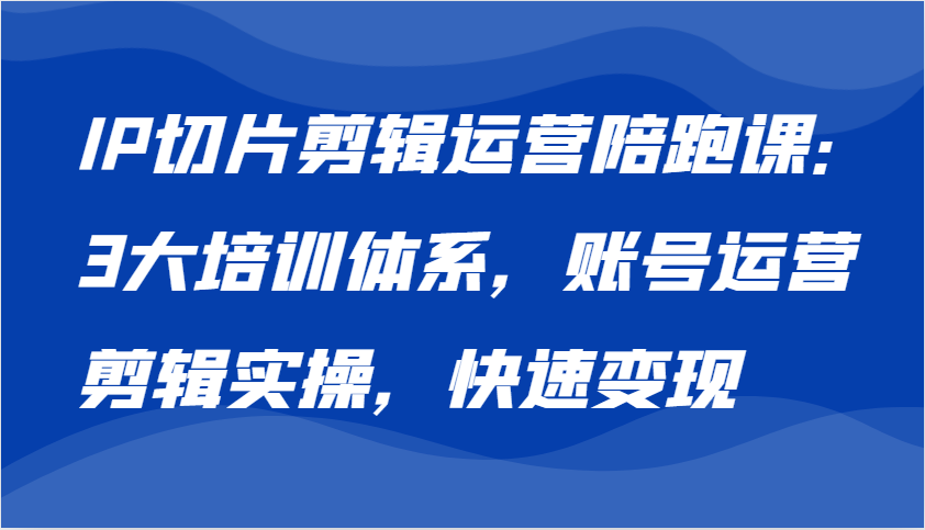 IP切片剪辑运营陪跑课，3大培训体系：账号运营 剪辑实操 快速变现-必智轻创社