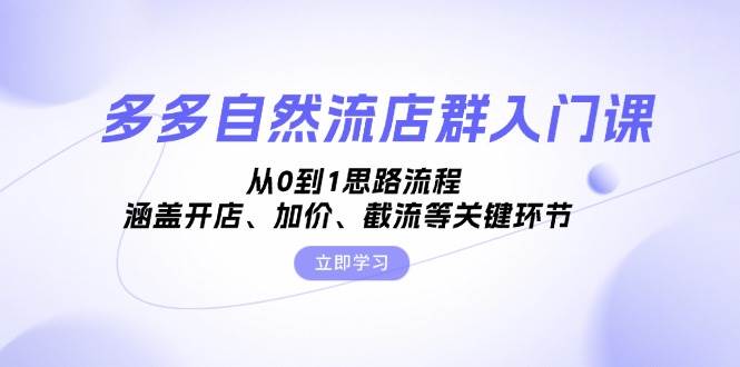 多多自然流店群入门课，从0到1思路流程，涵盖开店、加价、截流等关键环节-必智轻创社