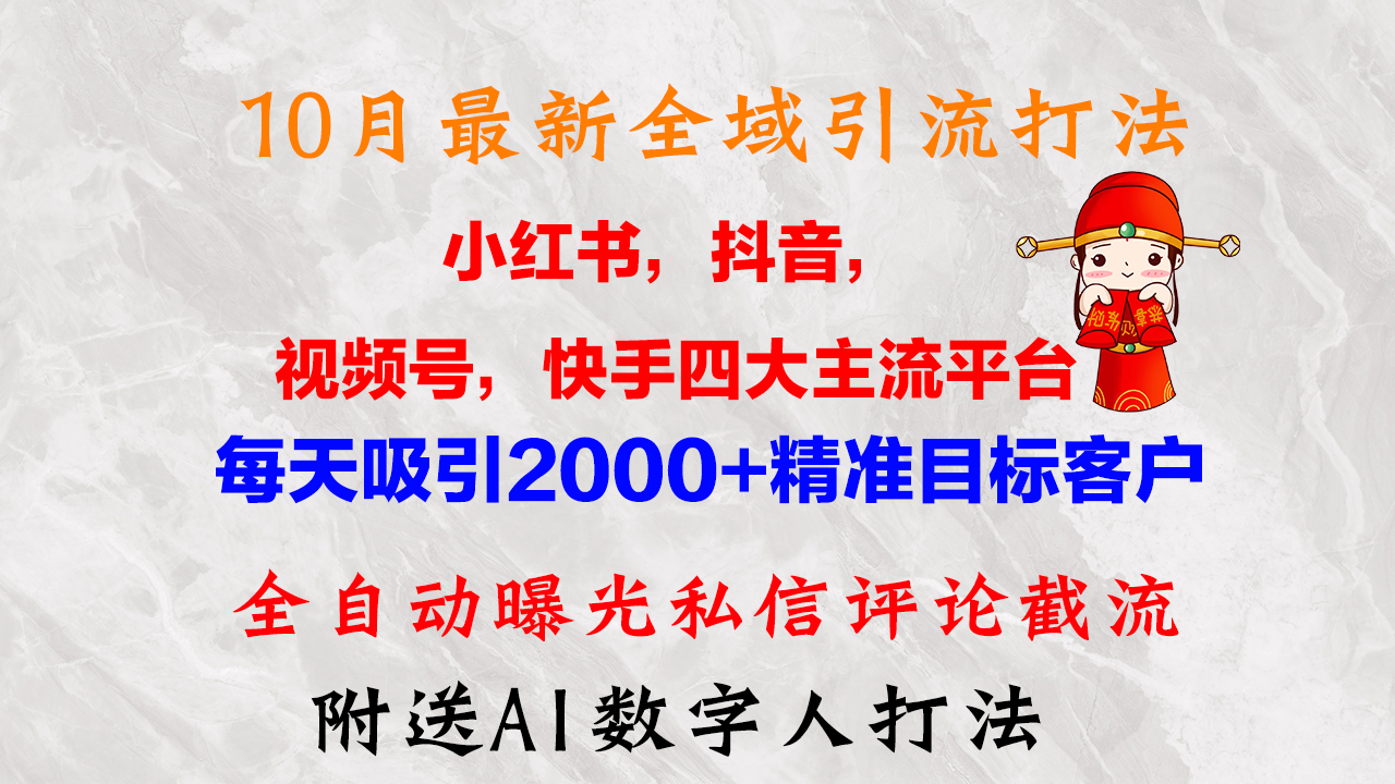 10月最新小红书，抖音，视频号，快手四大平台全域引流，，每天吸引2000…-必智轻创社