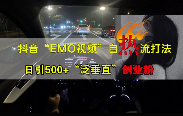 抖音EMO视频自热打法，日引500+“泛垂直”创业粉-必智轻创社