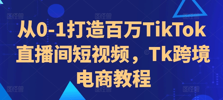 从0-1打造百万TikTok直播间短视频，Tk跨境电商教程-必智轻创社