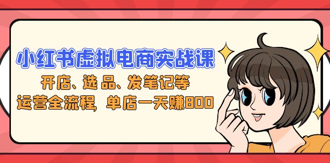 小红书虚拟电商实战课：开店、选品、发笔记等运营全流程，单店一天赚800-必智轻创社