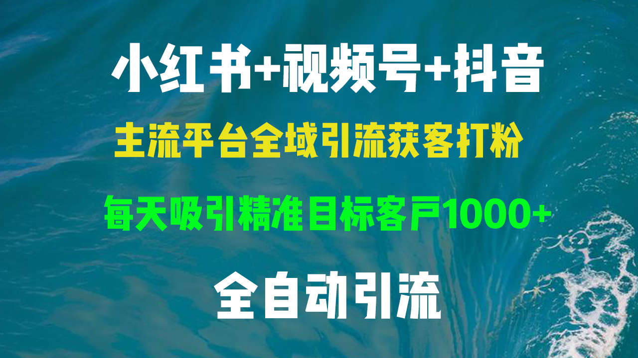 小红书，视频号，抖音主流平台全域引流获客打粉，每天吸引精准目标客户…-必智轻创社