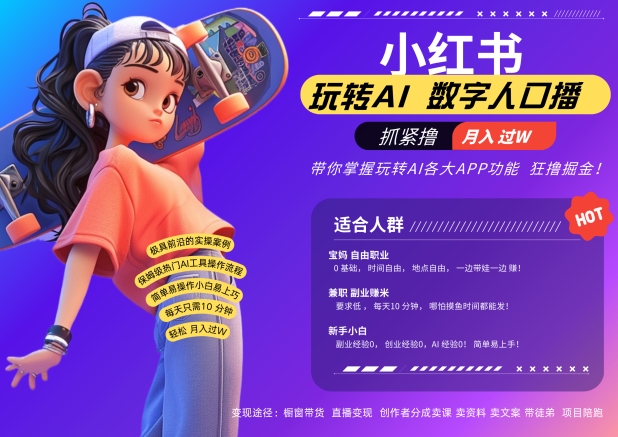 小红书数字人暴力起号，AI改写文案，再也不用费劲录口播，流量火爆月入破W轻松拿捏-必智轻创社
