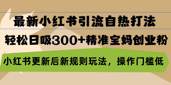 最新小红书引流自热打法，轻松日吸300+精准宝妈创业粉，小红书更新后新…-必智轻创社