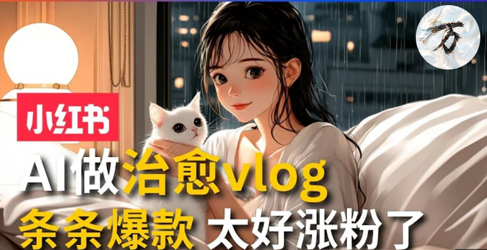 AI治愈系vlog动画视频，小红书1个月轻松涨粉破万，商单报价1500+日入2000+-必智轻创社