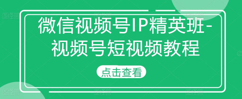 微信视频号IP精英班-视频号短视频教程-必智轻创社