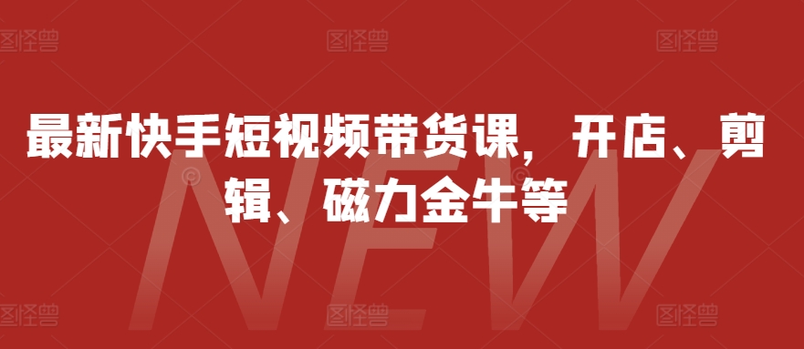 最新快手短视频带货课，开店、剪辑、磁力金牛等-必智轻创社