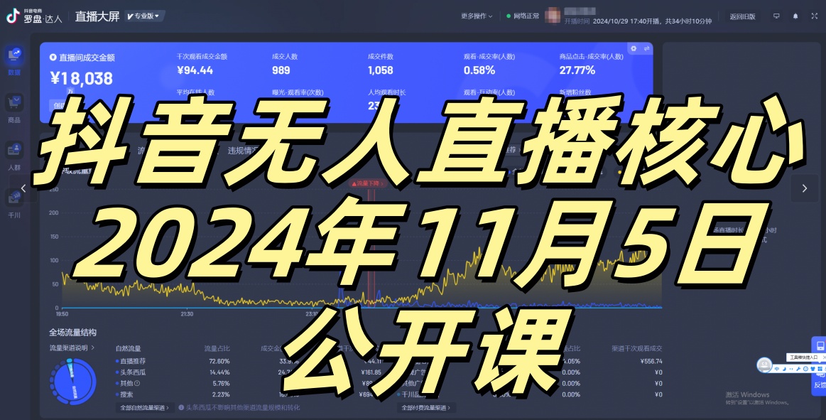 抖音无人直播核心公开课，咸鱼翻身小白可做带有睡后收入月入过万太简单-必智轻创社