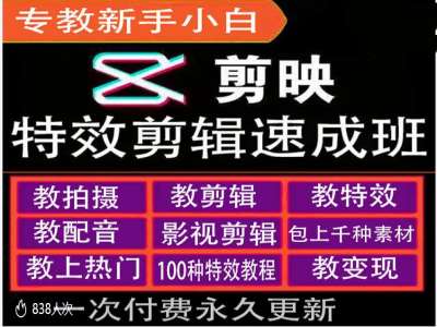 剪映特效教程和运营变现教程，特效剪辑速成班，专教新手小白-必智轻创社