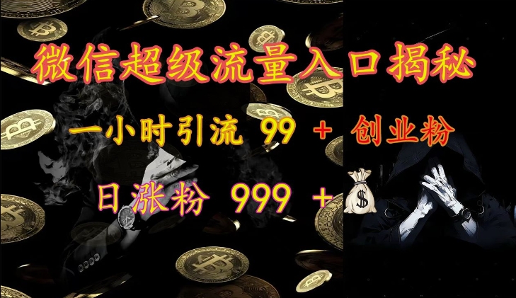 微信超级流量入口揭秘：一小时引流 99 + 创业粉，日涨粉 999 +-必智轻创社