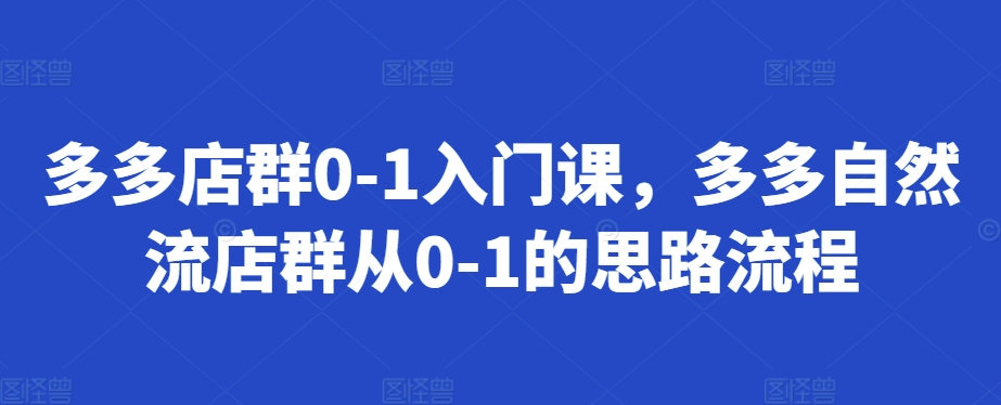 多多店群0-1入门课，多多自然流店群从0-1的思路流程-必智轻创社