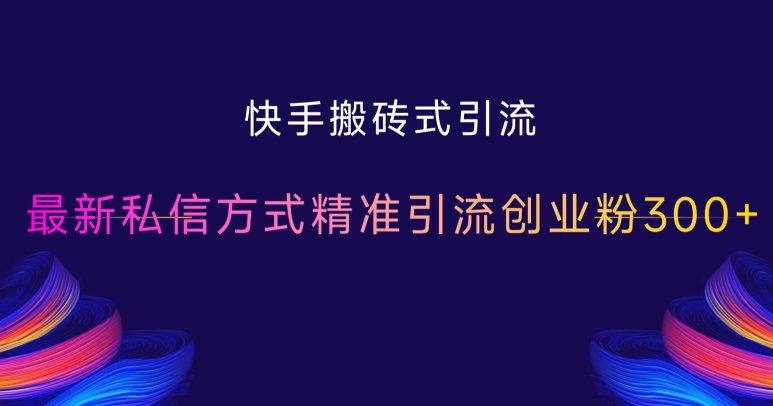 快手搬砖式引流，最新私信方式精准引流创业粉300+-必智轻创社