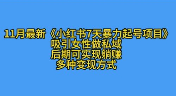 K总部落11月最新小红书7天暴力起号项目，吸引女性做私域-必智轻创社