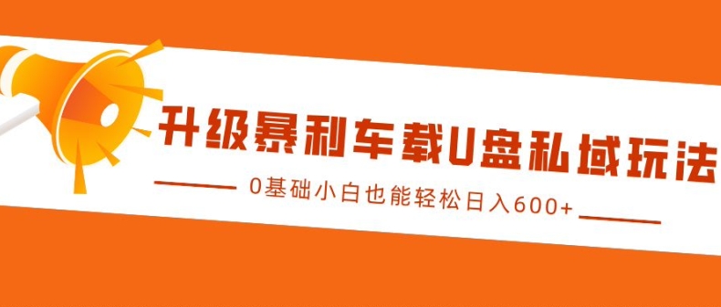升级暴利车载U盘私域玩法，0基础小白也能轻松日入多张-必智轻创社