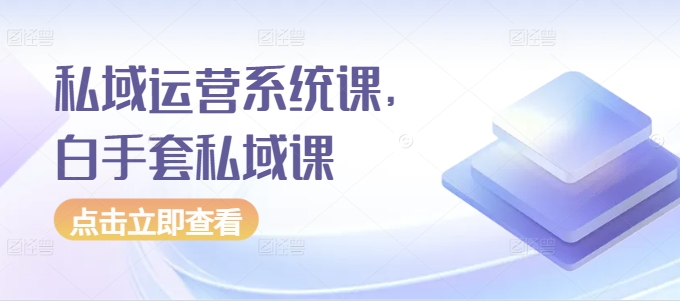 私域运营系统课，白手套私域课-必智轻创社