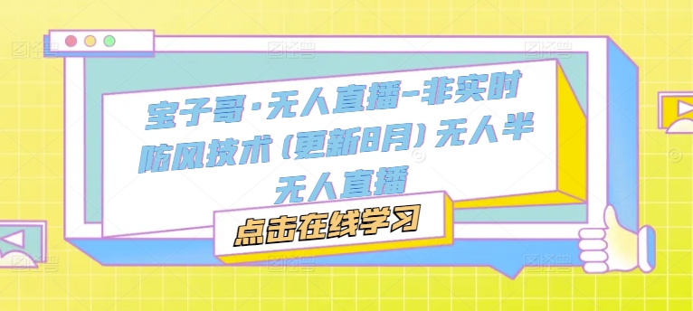 宝子哥·无人直播-非实时防风技术(更新11月)无人半无人直播-必智轻创社