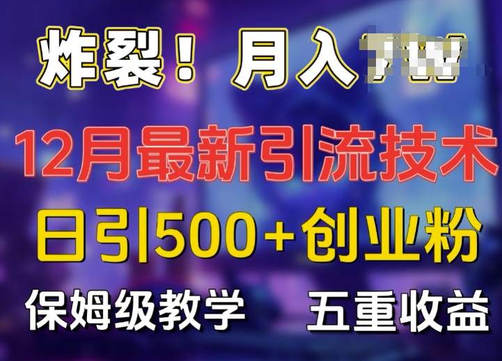 炸裂!揭秘12月最新日引流500+精准创业粉，多重收益保姆级教学-必智轻创社