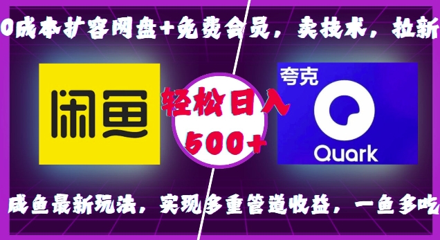 0成本扩容网盘+免费会员，卖技术，拉新，咸鱼最新玩法，实现多重管道收益，一鱼多吃，轻松日入500+-必智轻创社