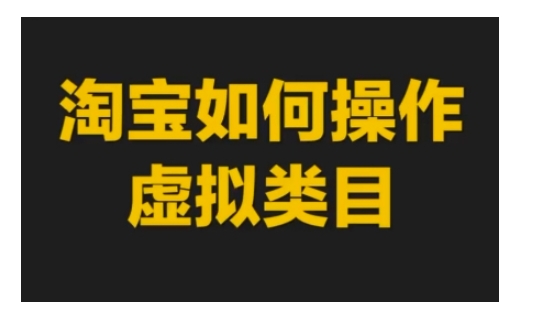 淘宝如何操作虚拟类目，淘宝虚拟类目玩法实操教程-必智轻创社