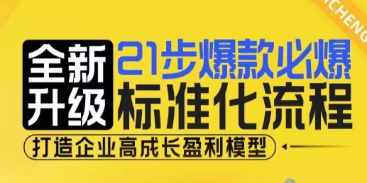 21步爆款必爆标准化流程，全新升级，打造企业高成长盈利模型-必智轻创社