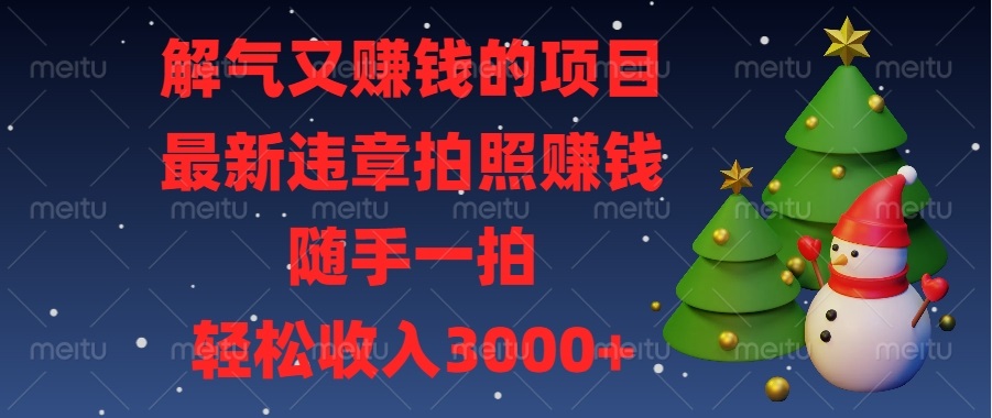 解气又赚钱的项目，最新违章拍照赚钱，随手一拍，轻松收入3000+-必智轻创社