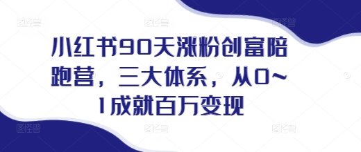 小红书90天涨粉创富陪跑营，​三大体系，从0~1成就百万变现，做小红书的最后一站-必智轻创社