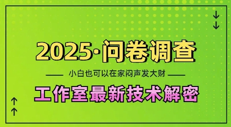 2025问卷调查最新工作室技术解密：一个人在家也可以闷声发大财，小白一天2张，可矩阵放大-必智轻创社