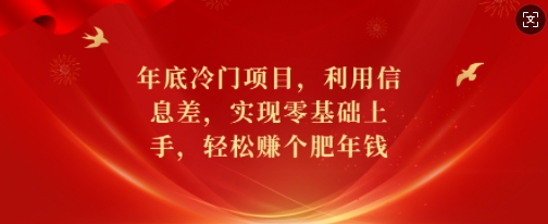 年底冷门项目，利用信息差，实现零基础上手，轻松赚个肥年钱-必智轻创社